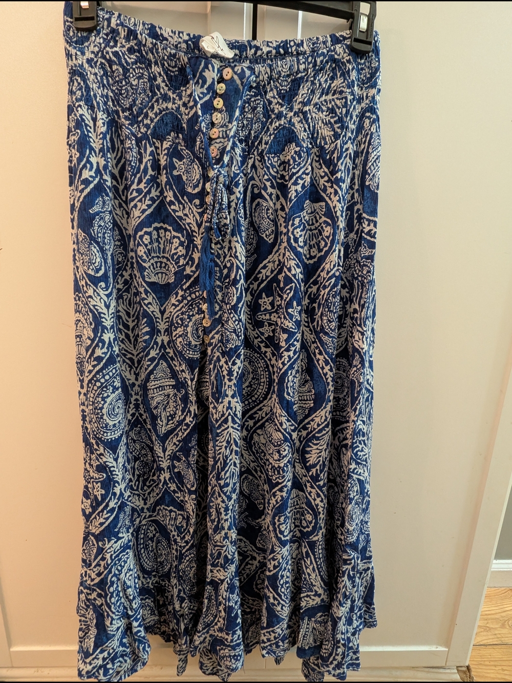 Panama Jack Blue and White Paisley Maxi Skirt